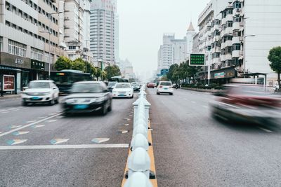 Road passing through city