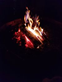 Close-up of bonfire at night