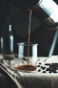 Close-up of coffee cup on table