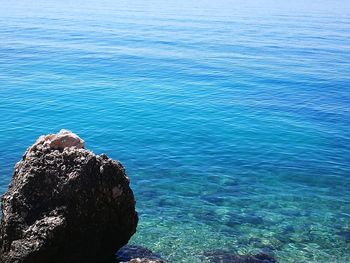 High angle view of rocks in sea