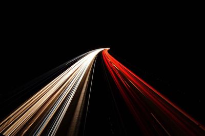 Light trails on road at night