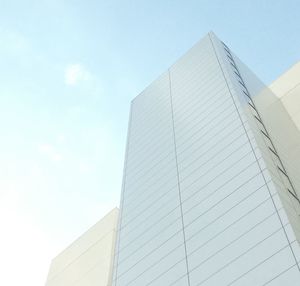 Low angle view of skyscraper against clear sky