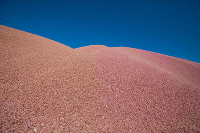 Scenic view of desert against clear blue sky