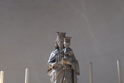 Low angle view of statue, madonna with child