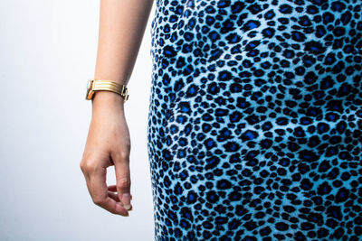 Blue leopard woman skirt in white background