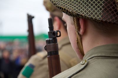 Rear view of army soldiers