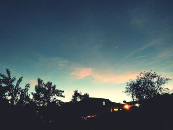 Low angle view of silhouette trees against sky