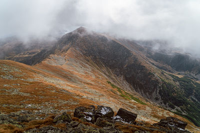 Scenic view of mountains against sky