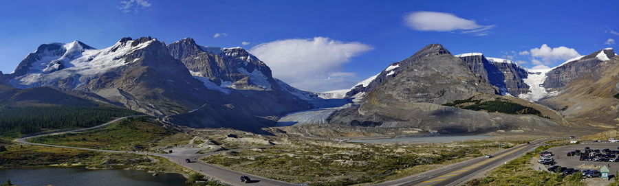 Panoramic view of mountains against sky