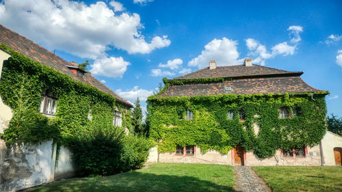 Panoramic view of house and trees and building against sky in litomerice