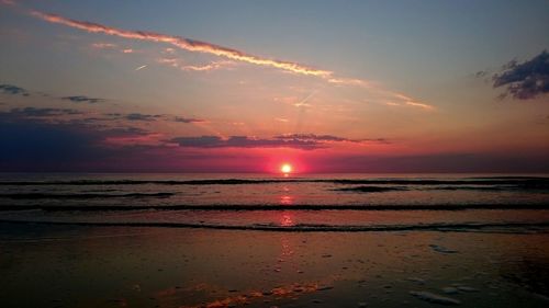 Scenic view of sunset over sea