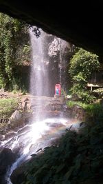 Water flowing through rocks