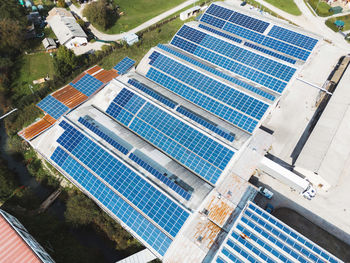 High angle view of solar panels