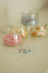 Close-up of cookies in jar on table