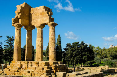 Low angle view of old ruins against sky