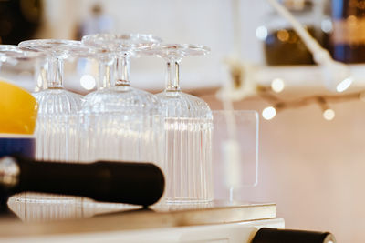 Close-up of wine glass on table in restaurant