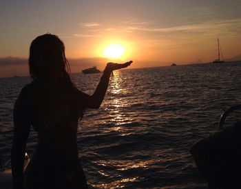 Scenic view of sea during sunset