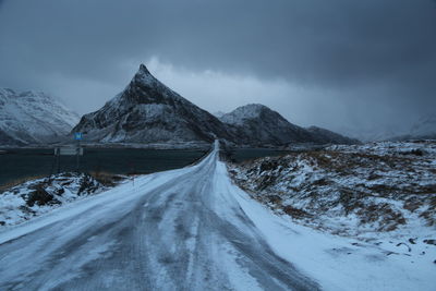 Panoramic view of snowcapped mountains against sky