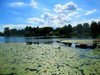 Scenic view of lake against sky