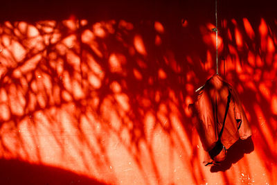 High angle view of illuminated red lights