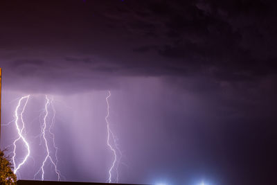 Low angle view of lightning in sky