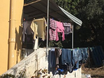 Clothes drying on clothesline