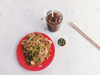 Directly above shot of food in bowl