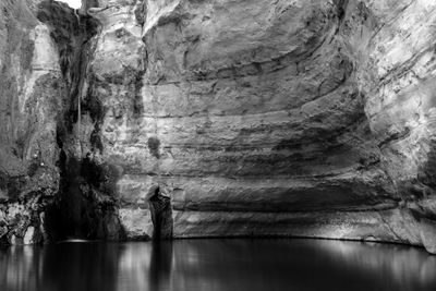 Man standing in cave