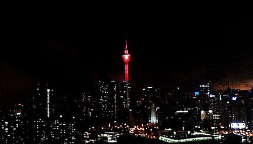 Illuminated city at night