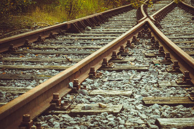 High angle view of railroad tracks