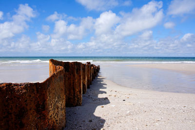 Scenic view of beach against sky