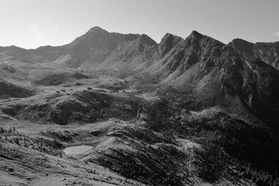 Scenic view of mountains against clear sky