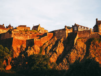 Low angle view of fort against sky