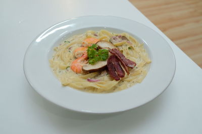 High angle view of meal served in plate