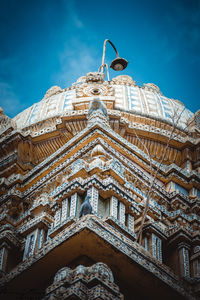 Low angle view of temple building against sky