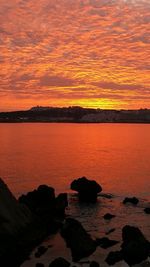 Scenic view of sea at sunset