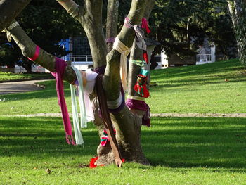 Group of people on swing at park