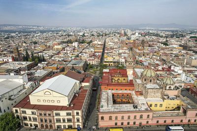 High angle view of townscape against sky