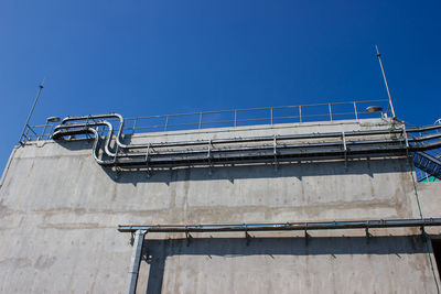 Low angle view of building against clear blue sky