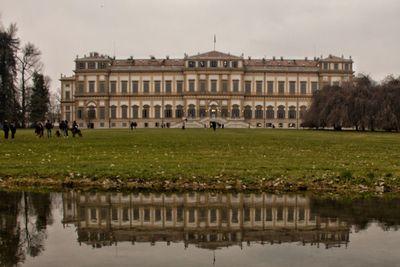 Reflection of building in water