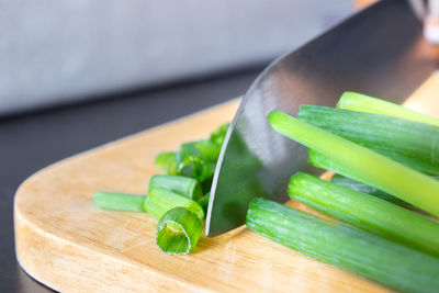 Close-up of chopped vegetables on cutting board