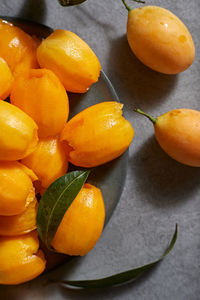 High angle view of fruits on table