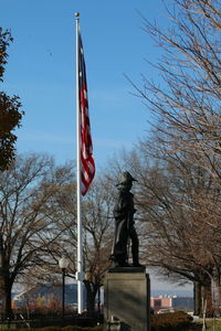 Low angle view of statue against clear sky
