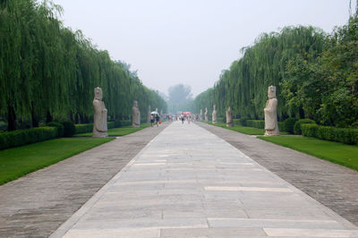 Rear view of man walking on footpath in beijing