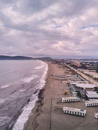 High angle view of beach against sky
