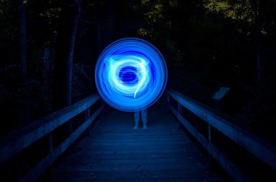Light painting on tree at night