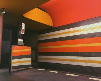 Interior of illuminated subway station