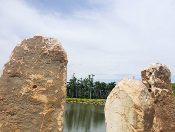Rock formation against sky