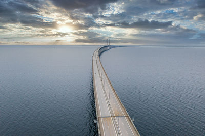 Aerial view of the bridge between denmark and sweden, oresundsbron.