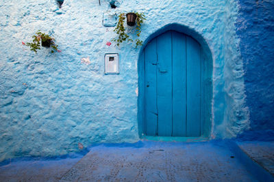 Closed door of old building